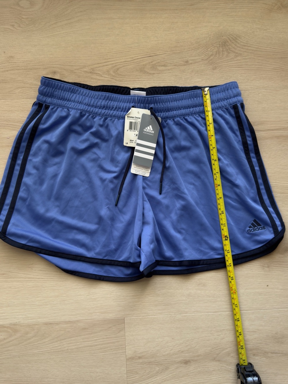 adidas Women's Light Blue Athletic Shorts with Black Trim size L